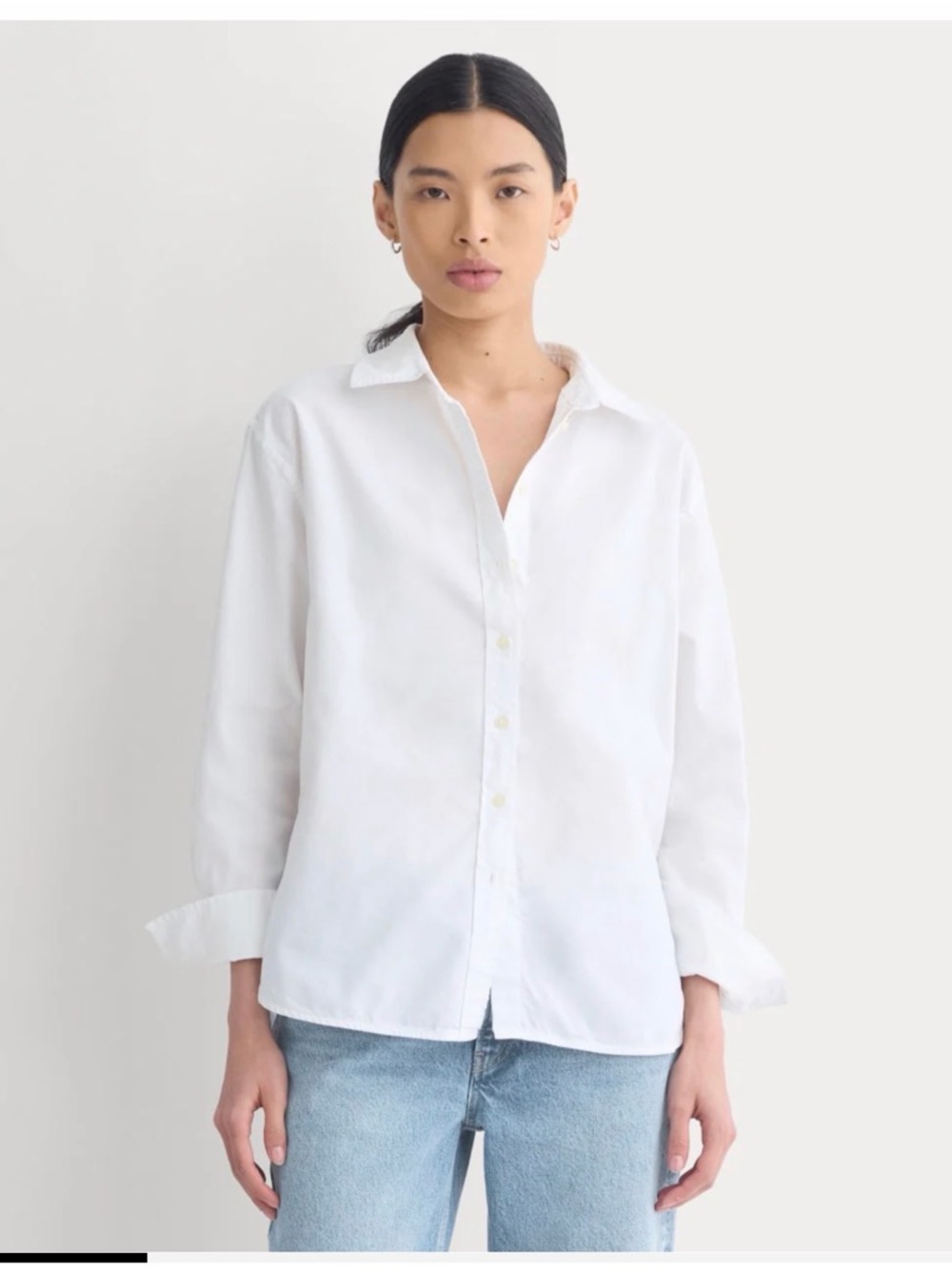 Everlane White Button-Up Cotton Shirt
